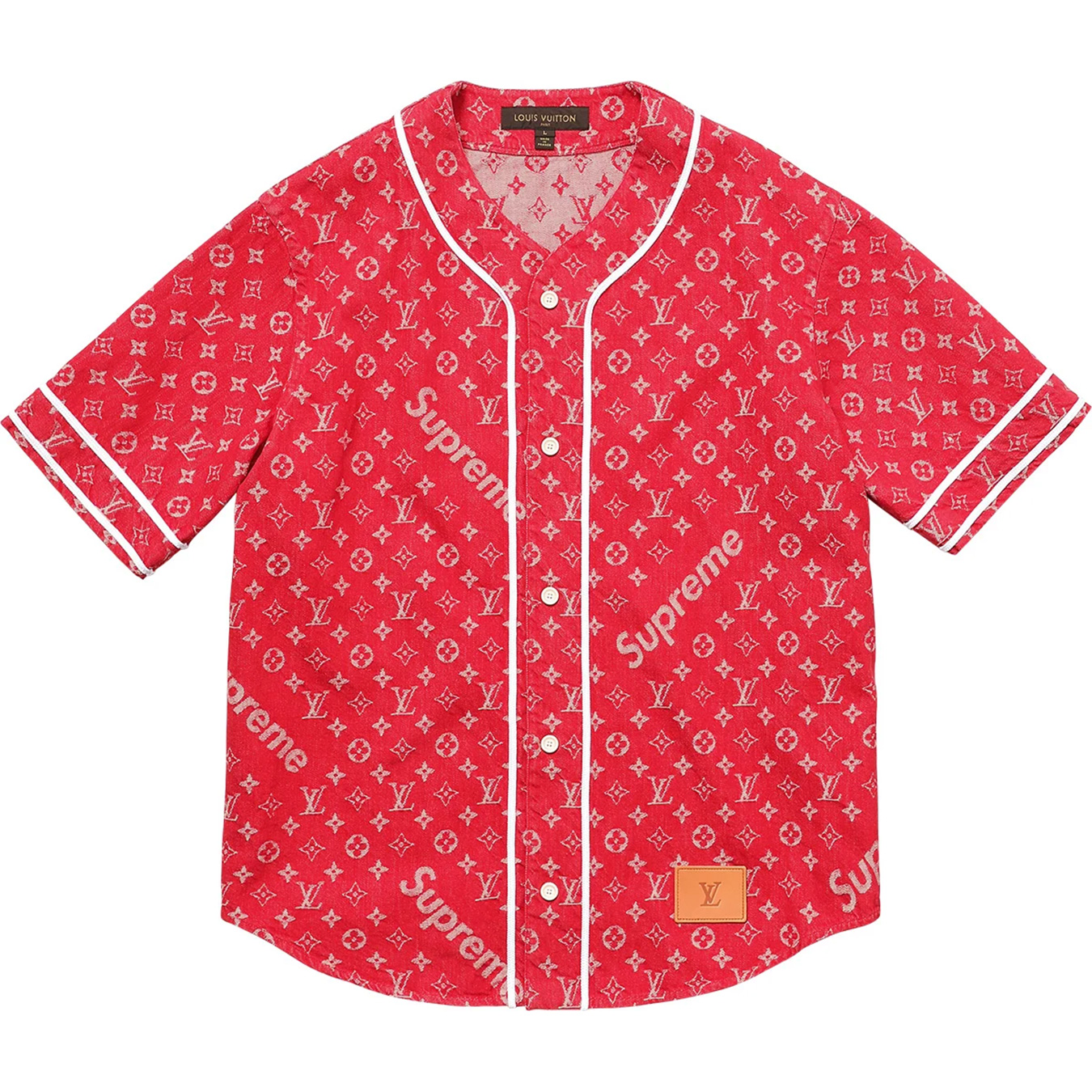 Louis Vuitton/Supreme Jacquard Denim Baseball Jersey